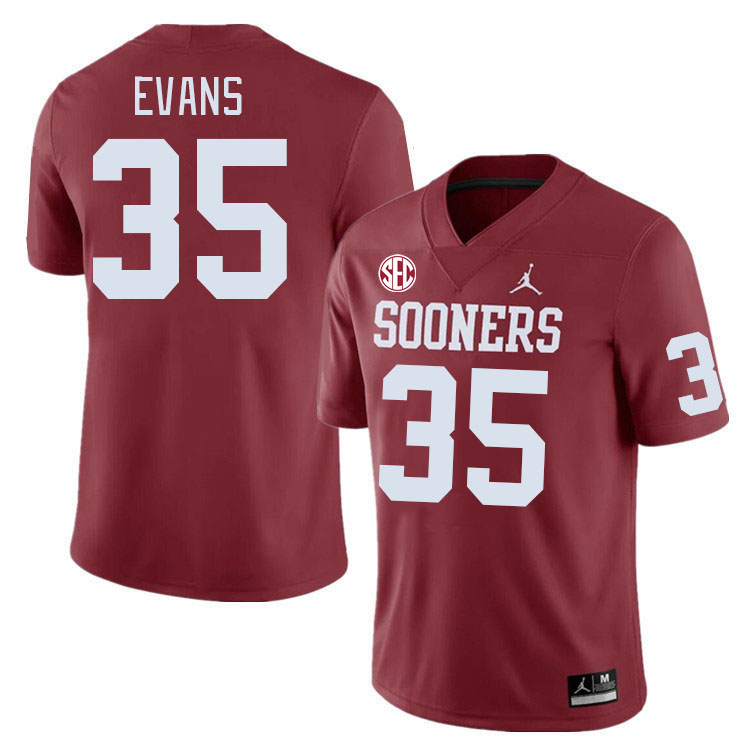 #35 Liam Evans Oklahoma Sooners 2024 SEC Conference College Football Jerseys-Crimson